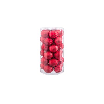 Set de 30 boules de Noël rouges mat, brillant, paillettes - 6cm WADIGA