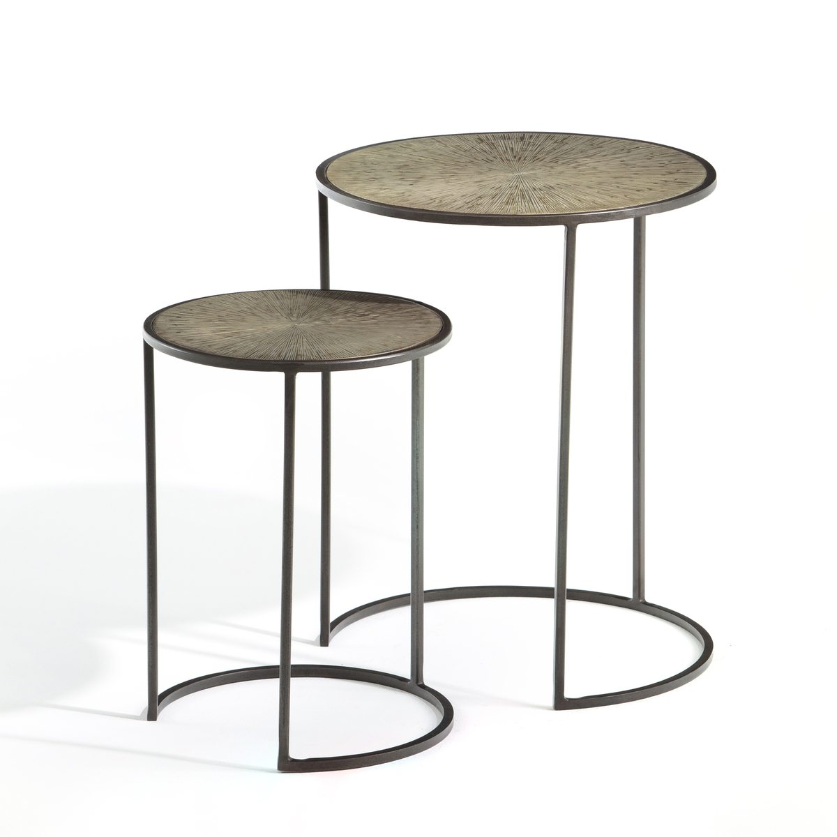 Product photograph of Set Of 2 Dric Nesting Side Tables In Brass from La Redoute UK