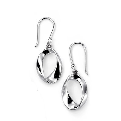 Sterling Silver Open Twist Oval Drop Earrings BEGINNINGS