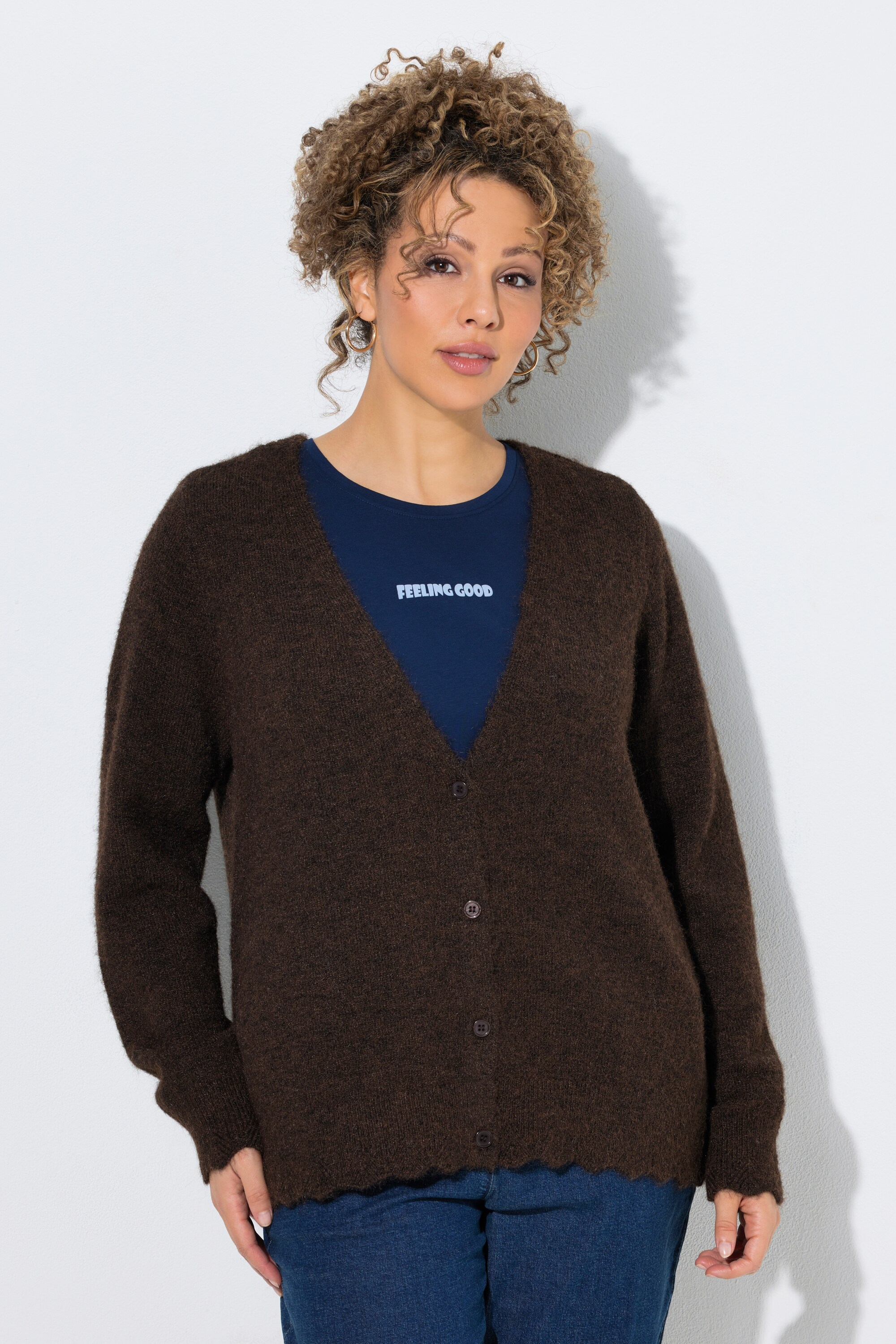 Cardigan manches longues et encolure en V, ULLA POPKEN