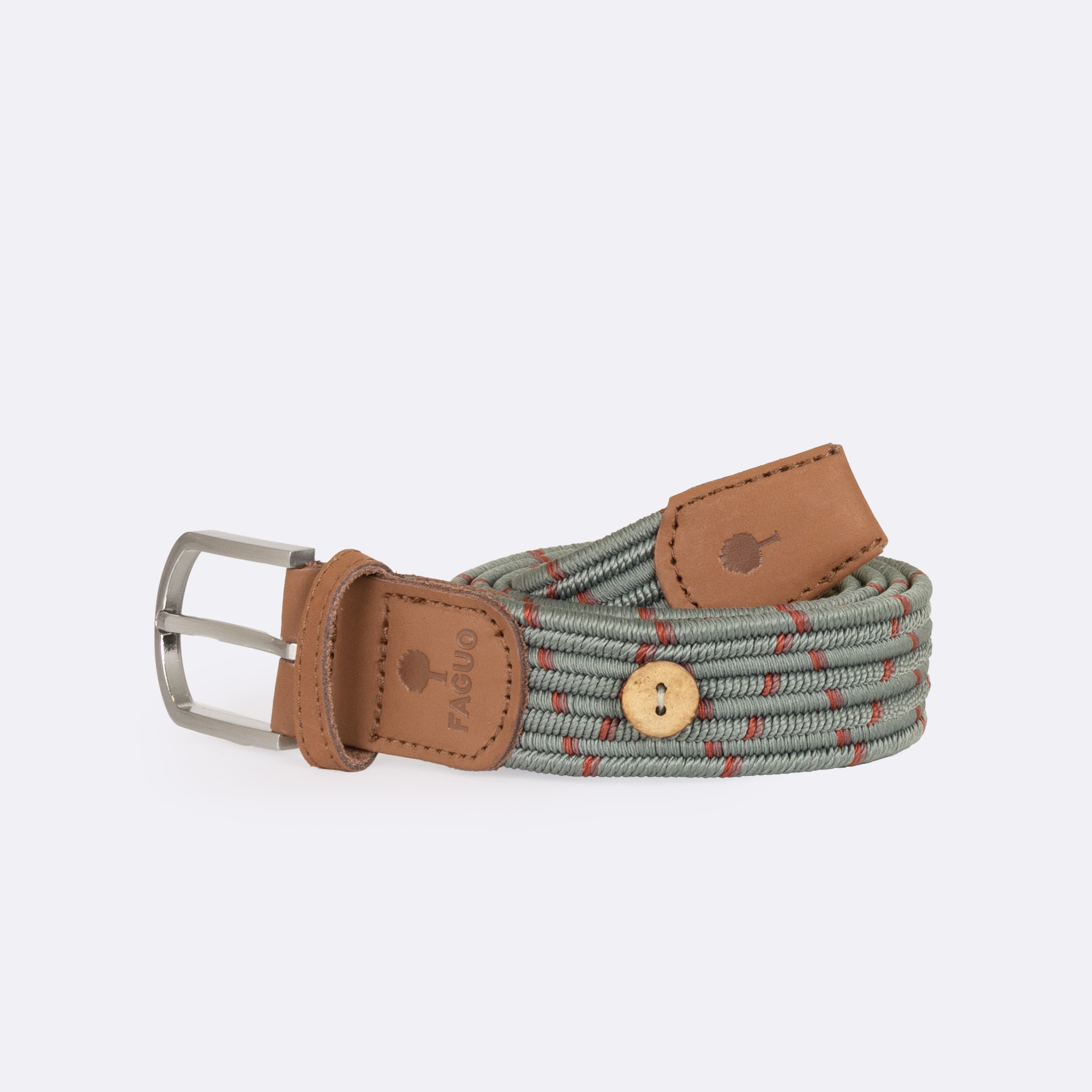 Ceinture polyester belt vert clair et rose Faguo La Redoute