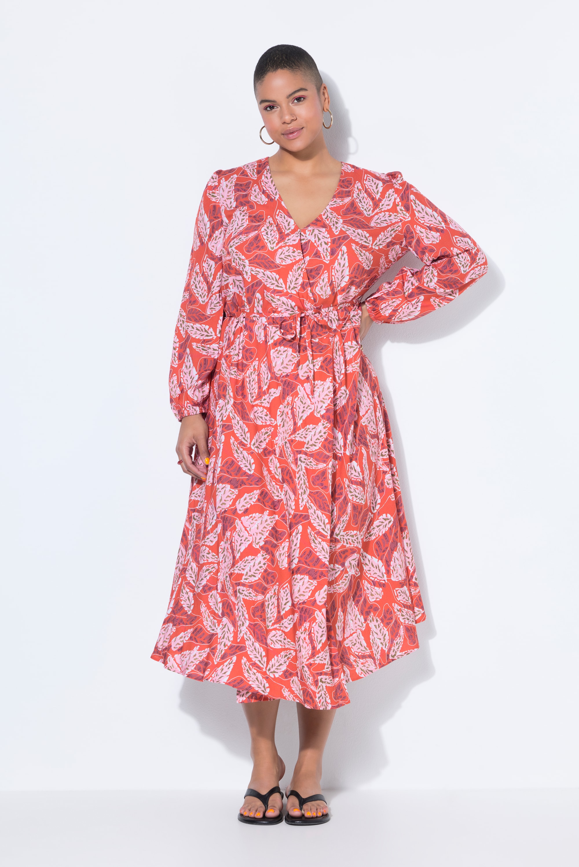 Robe maxi cache-cœur, imprimé feuilles, STUDIO UNTOLD