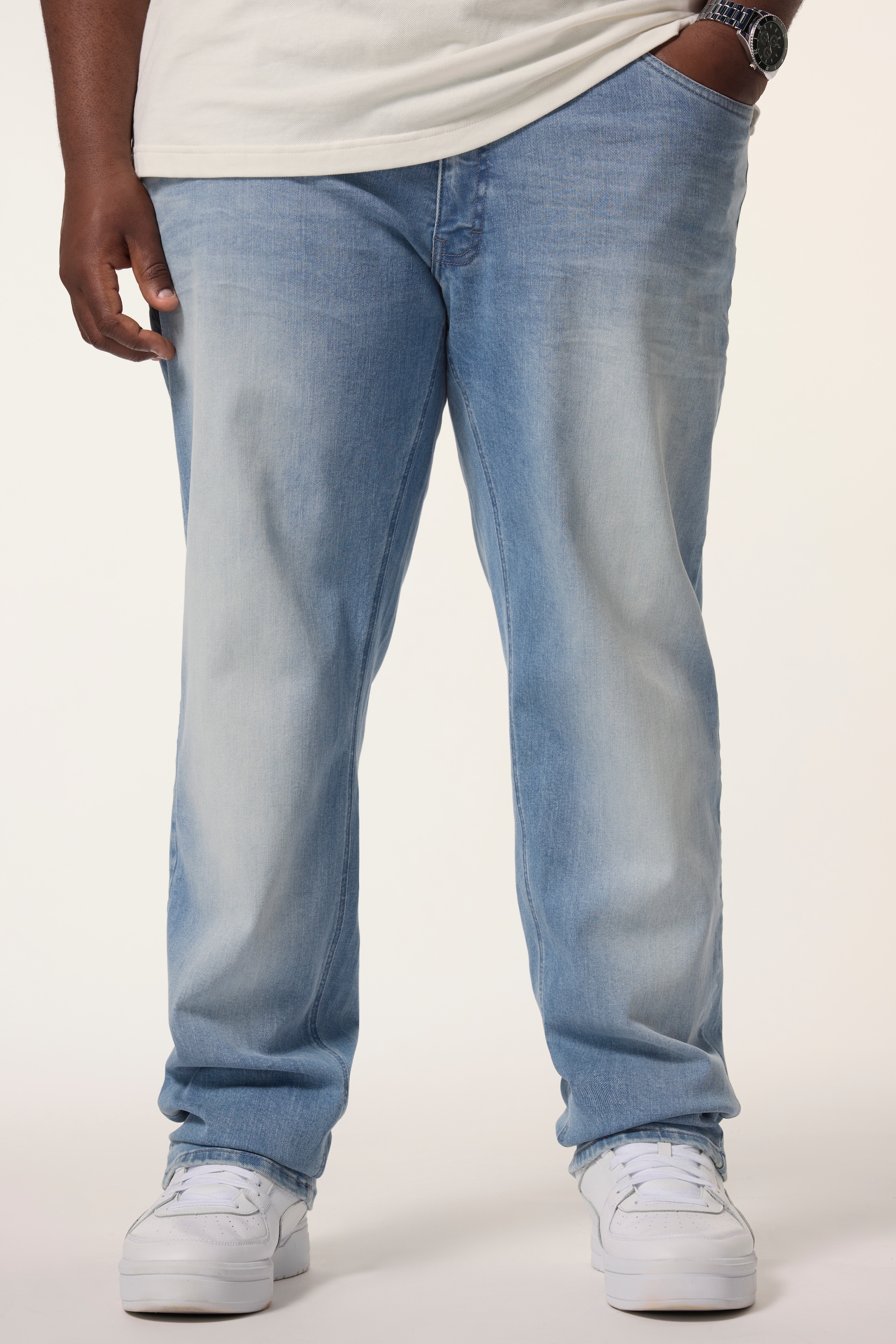 Jean ventre confort, denim délavé, STHUGE