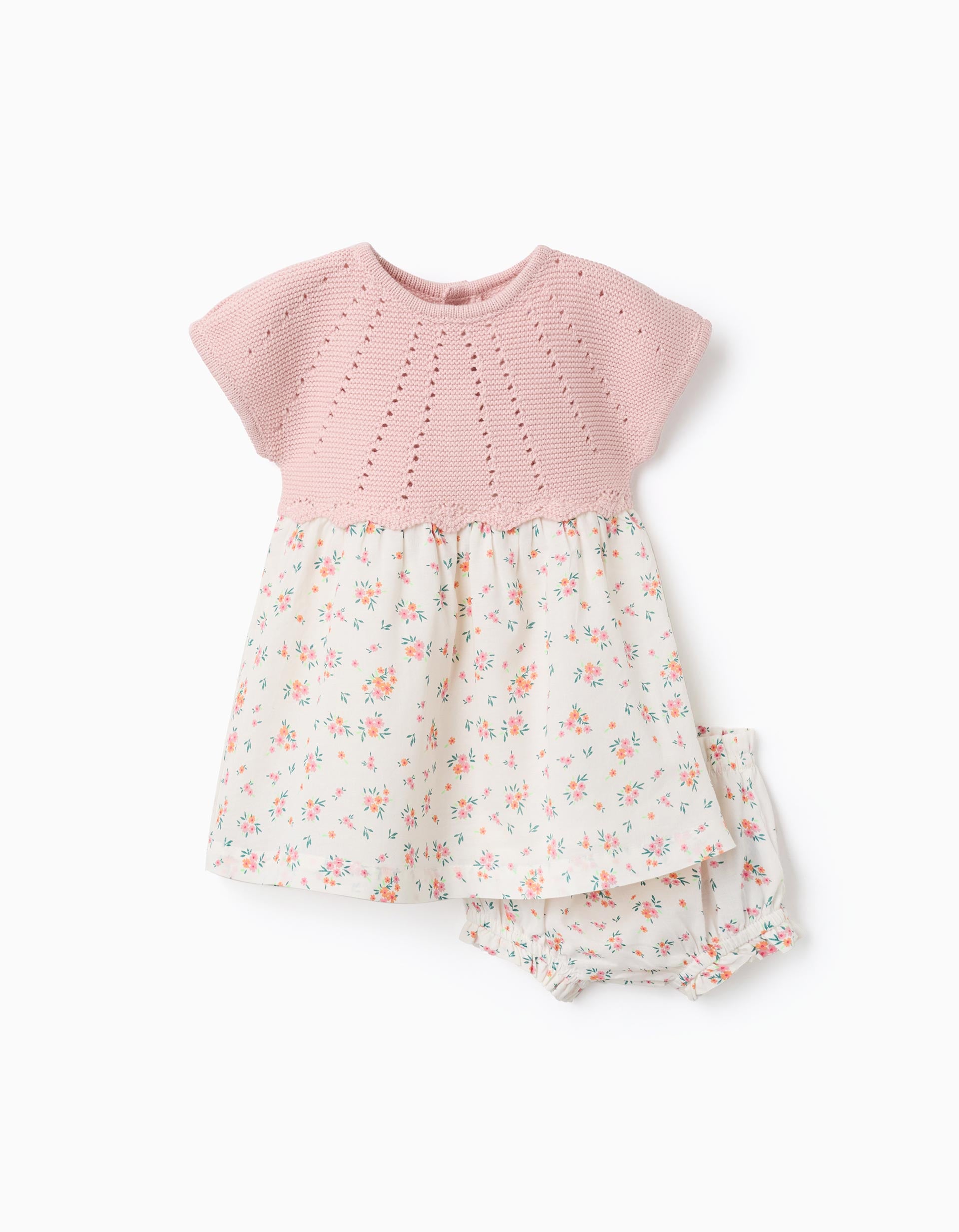 Robe bi-matière avec motif floral, ZIPPY