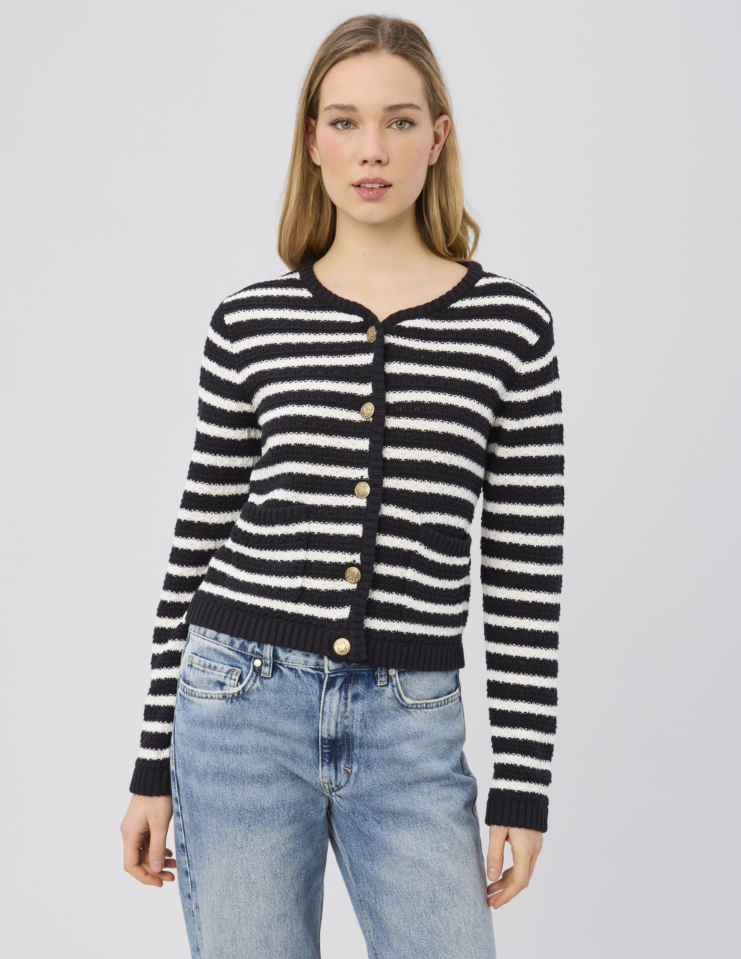 Gilet boutonné rayé, BZB