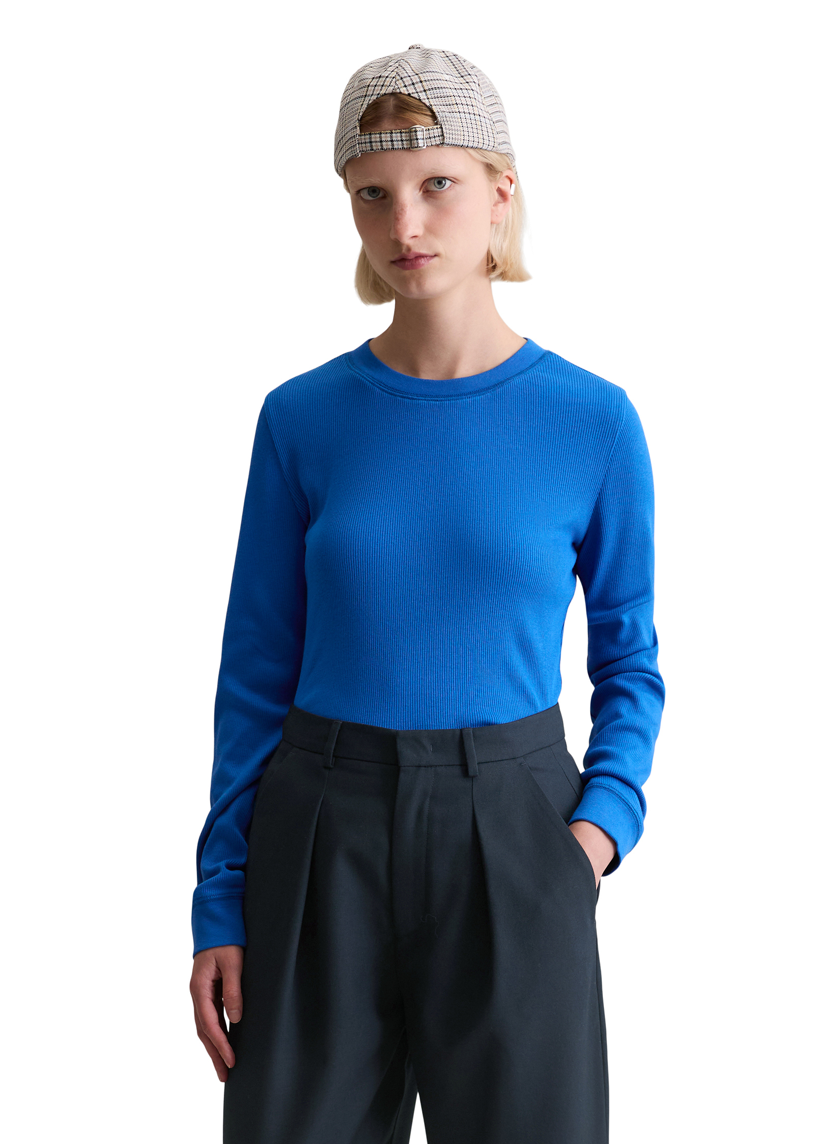 T-shirt long slim en doux jersey stretch coton bio modal, MARC O’POLO DENIM
