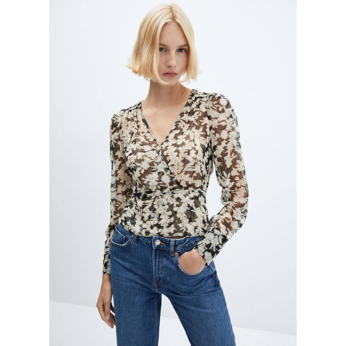 Mango blouse fleurie hot sale