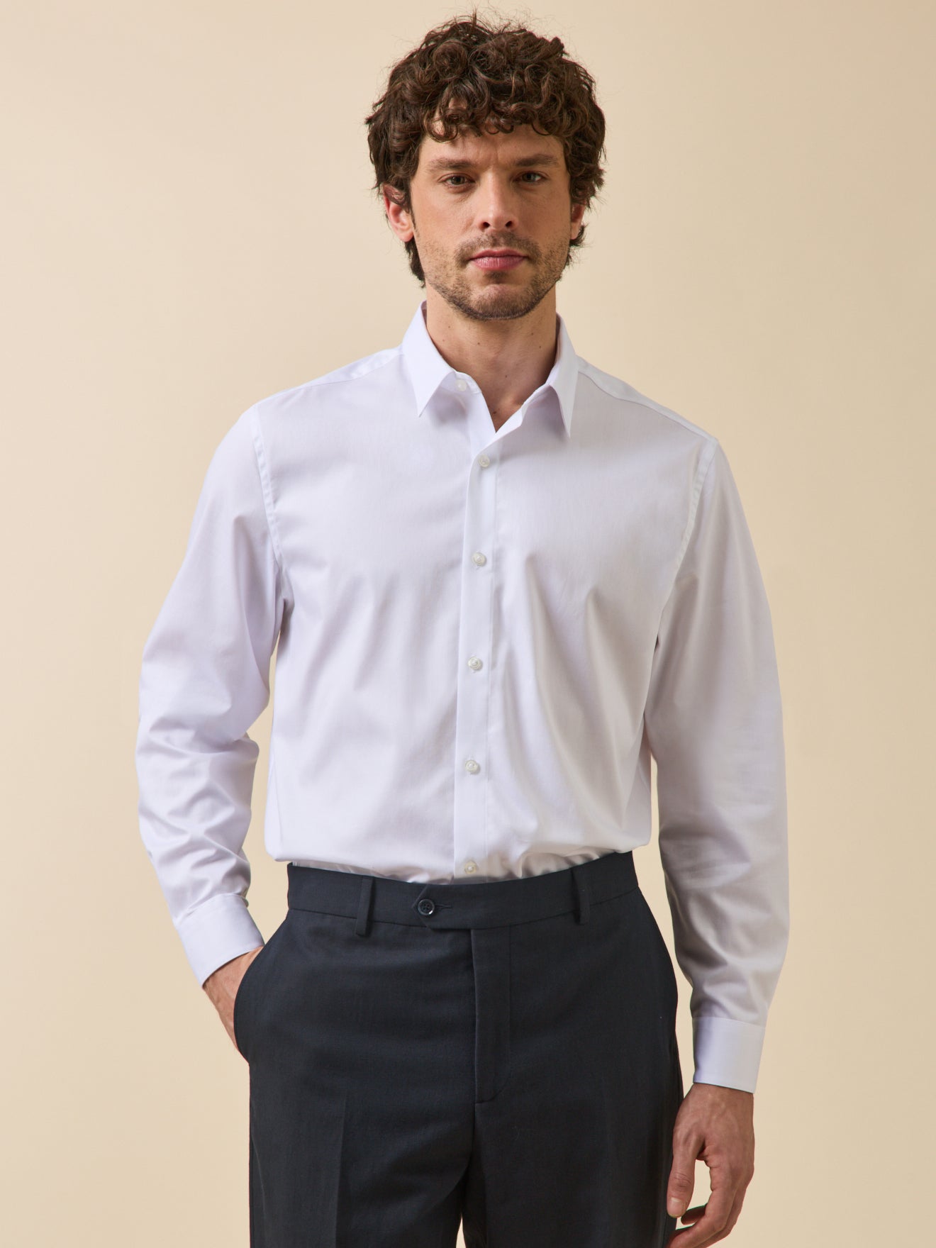 Chemise twill uni  coupe contemporaine, CYRILLUS