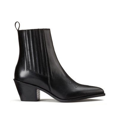 Les Signatures - Leather Cowboy Ankle Boots, Made in Europe LA REDOUTE COLLECTIONS