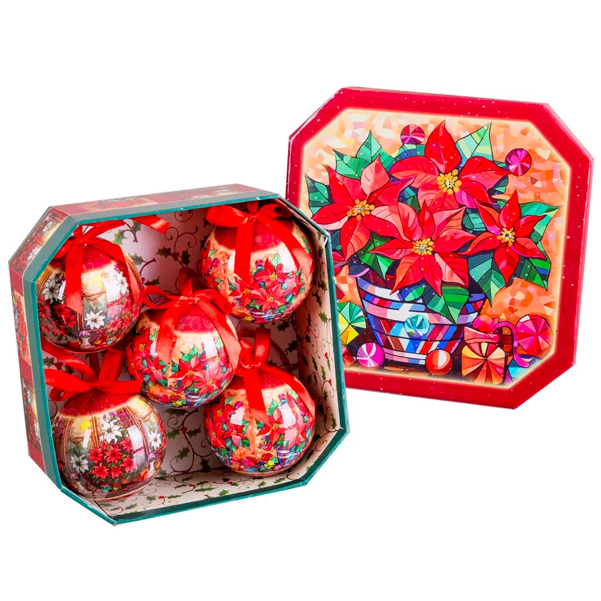 Coffret de 5 boules de Noël rétro 7.5cm, WADIGA