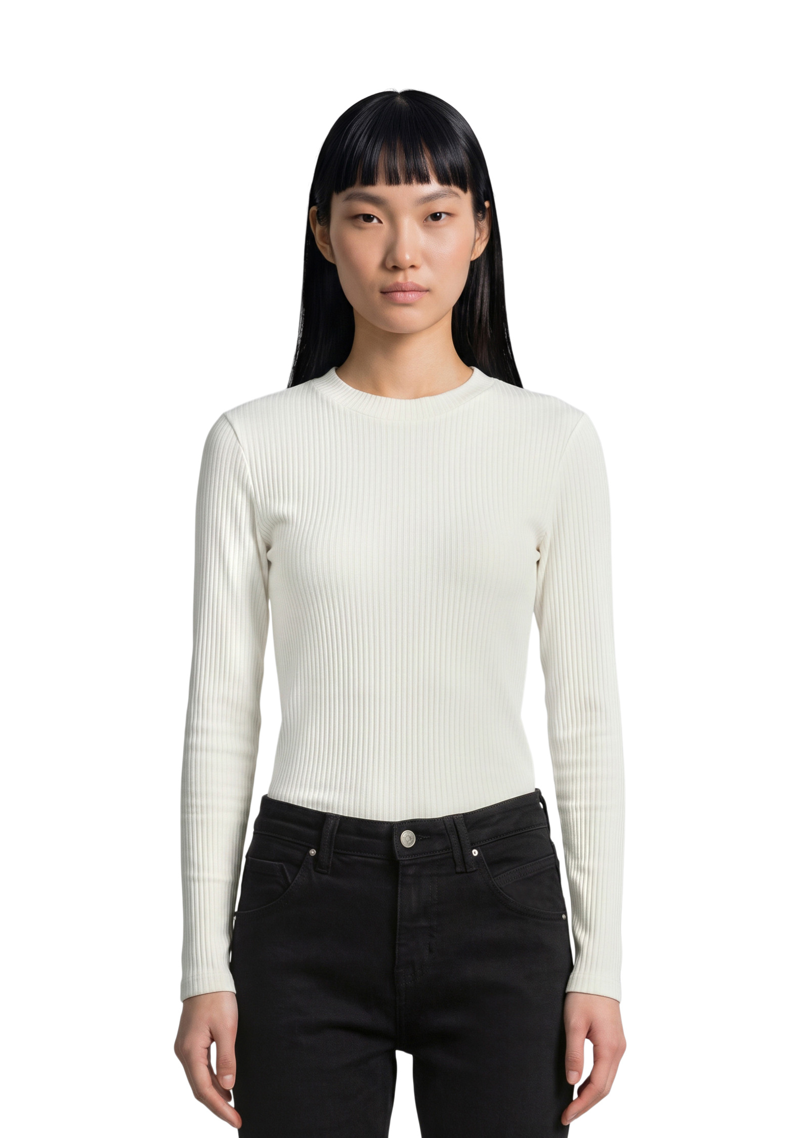 T-shirt long slim en jersey côtelé, MARC O’POLO DENIM