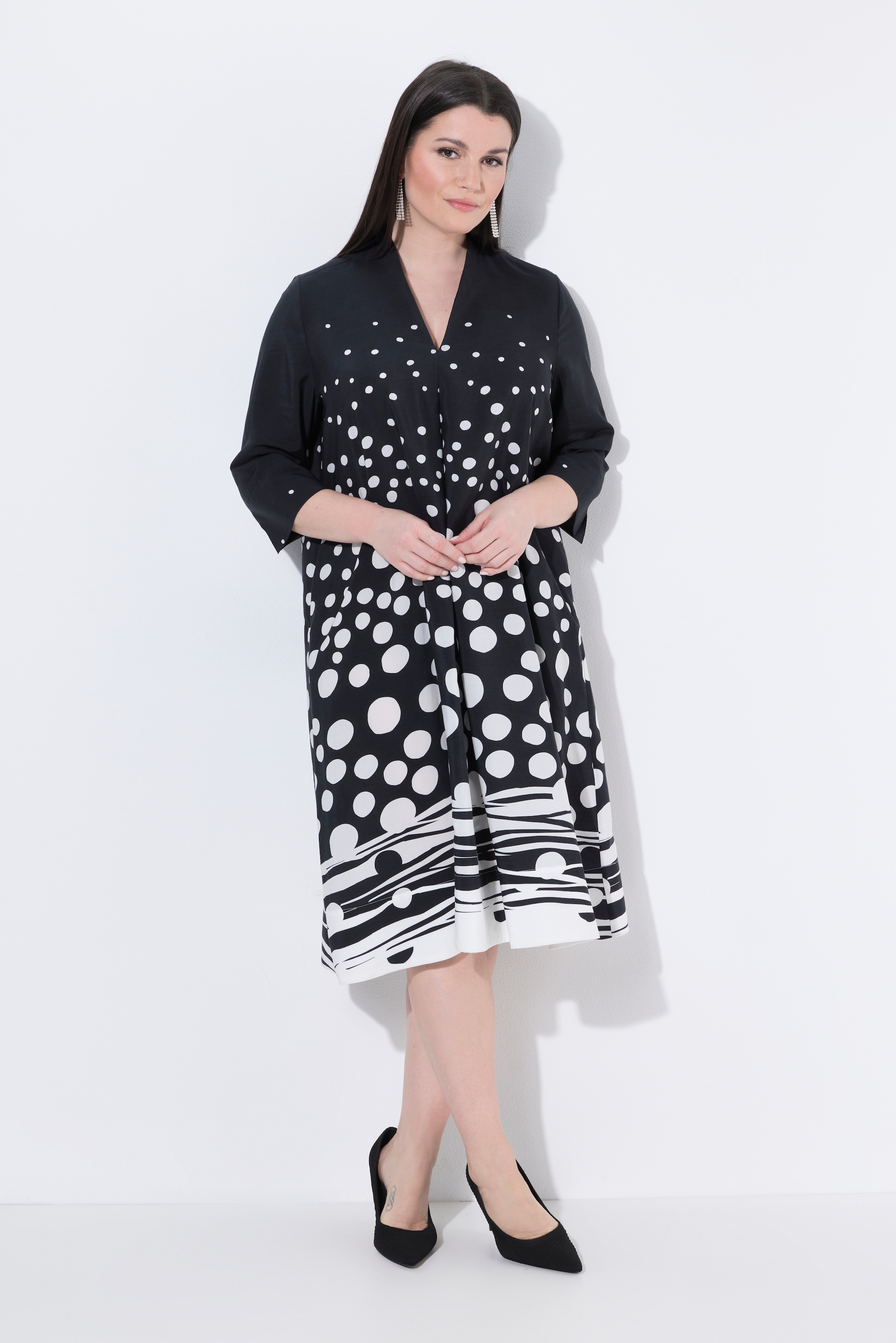 Robe midi en lyocell à pois, coupe évasée, ULLA POPKEN