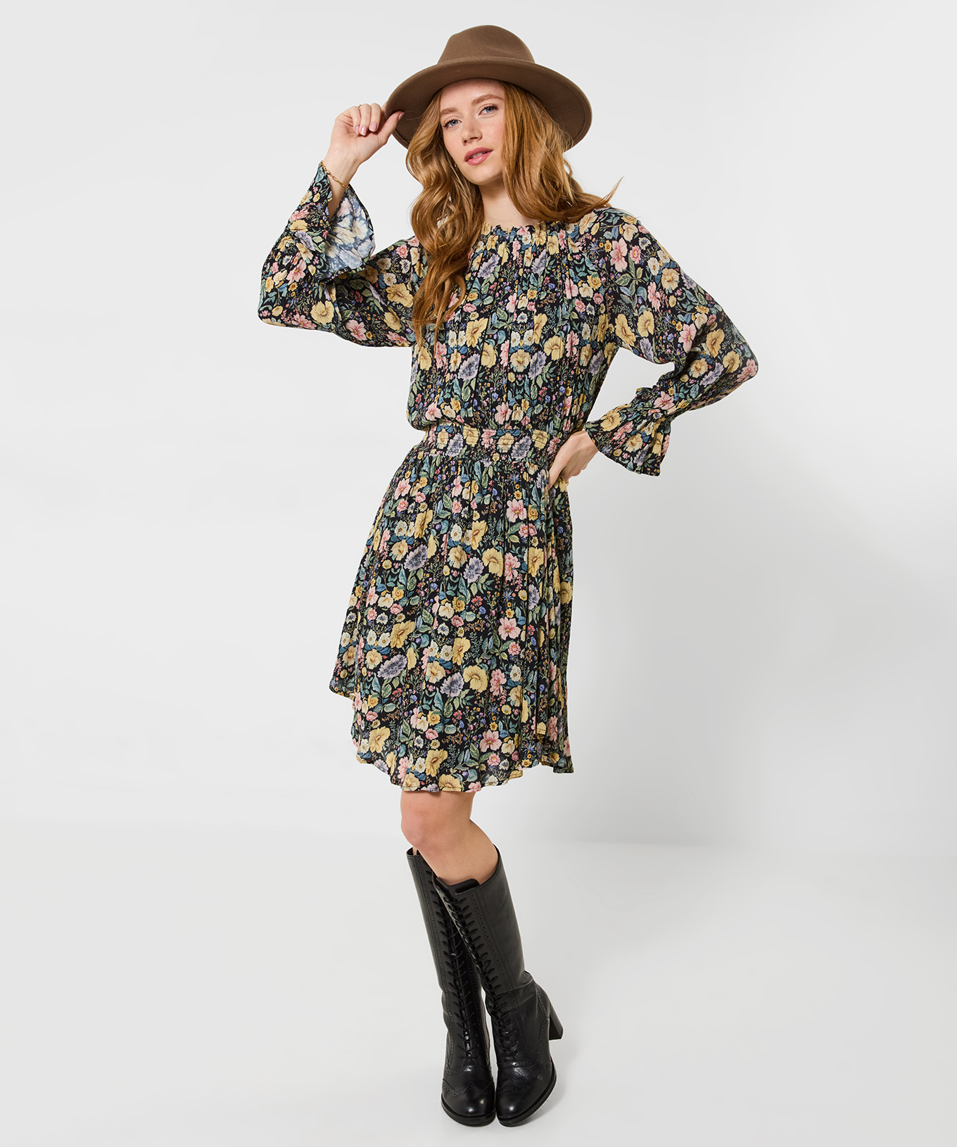 Robe Courte Fleurie à Col Montant Bonnie, JOE BROWNS