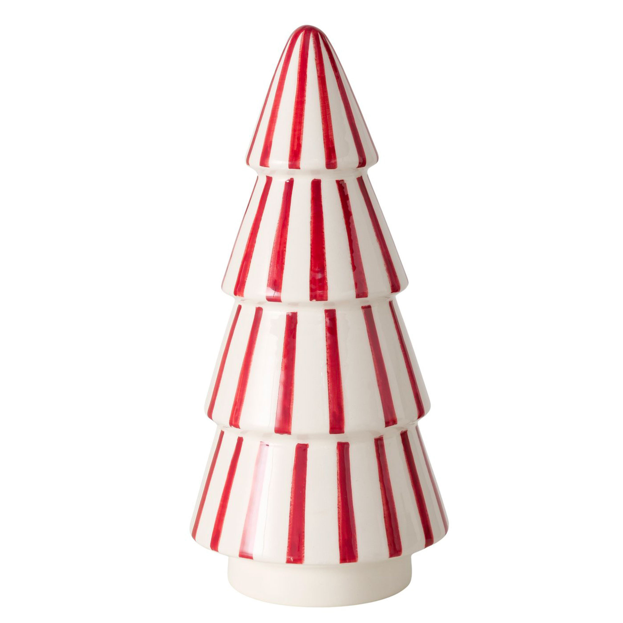 Objet décoratif à poser Sapin de Noël en céramique blanc et rouge 9x9x19.5cm, WADIGA