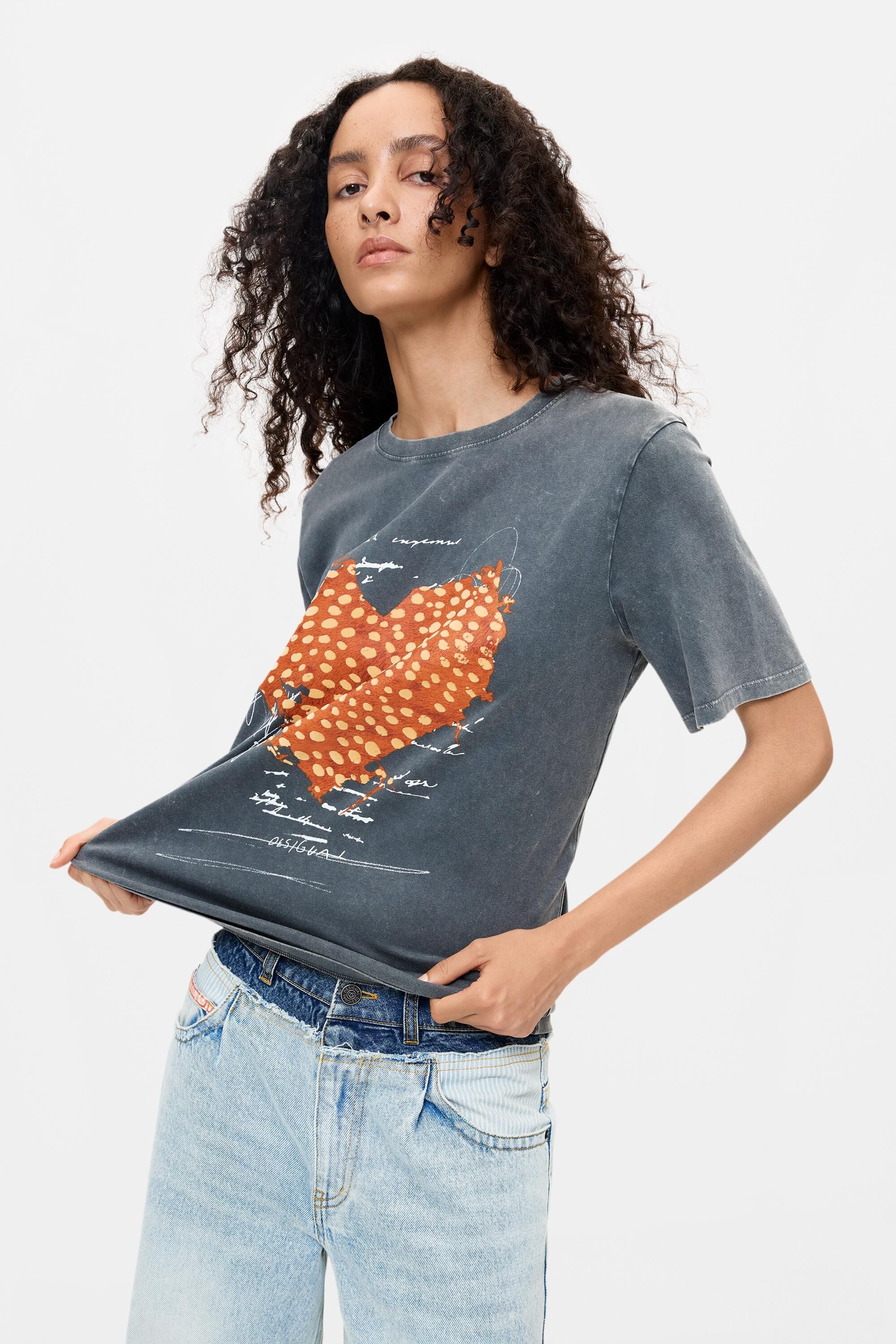 T-shirt imprimé en coton biologique, DESIGUAL
