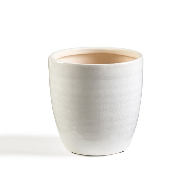 Macetero de cerámica esmaltada Ø14,5 cm, Tipoca blanco <span itemprop=