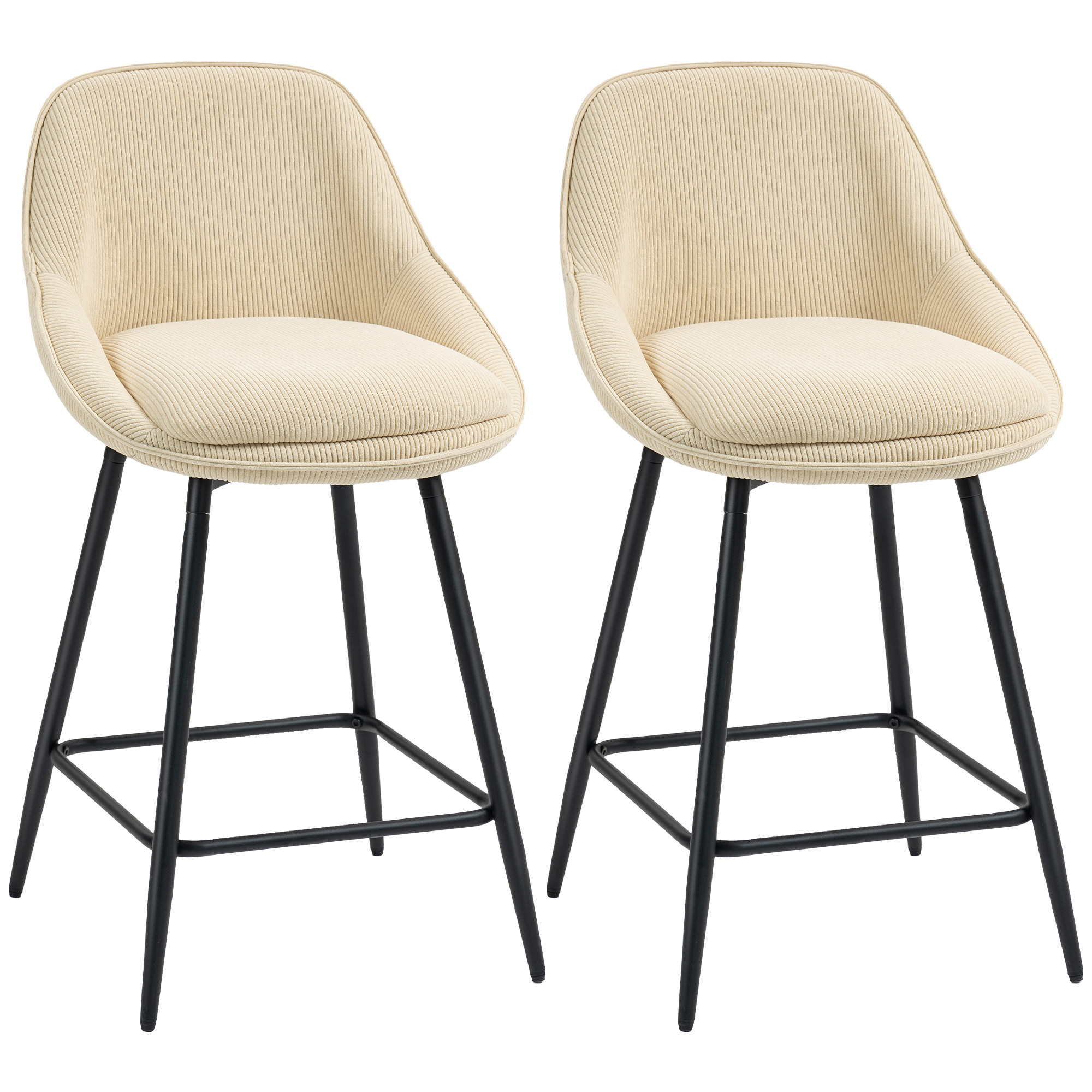 Tabouret de bar Velours côtelé Beige, HOMCOM
