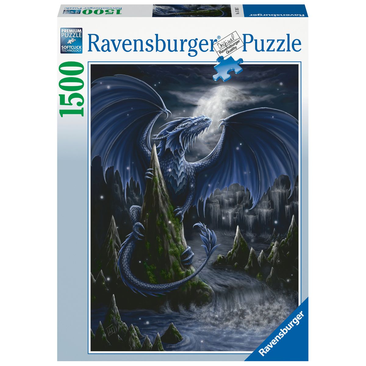 Ravensburger - puzzle adulte - puzzle 1500 p - le dragon bleu