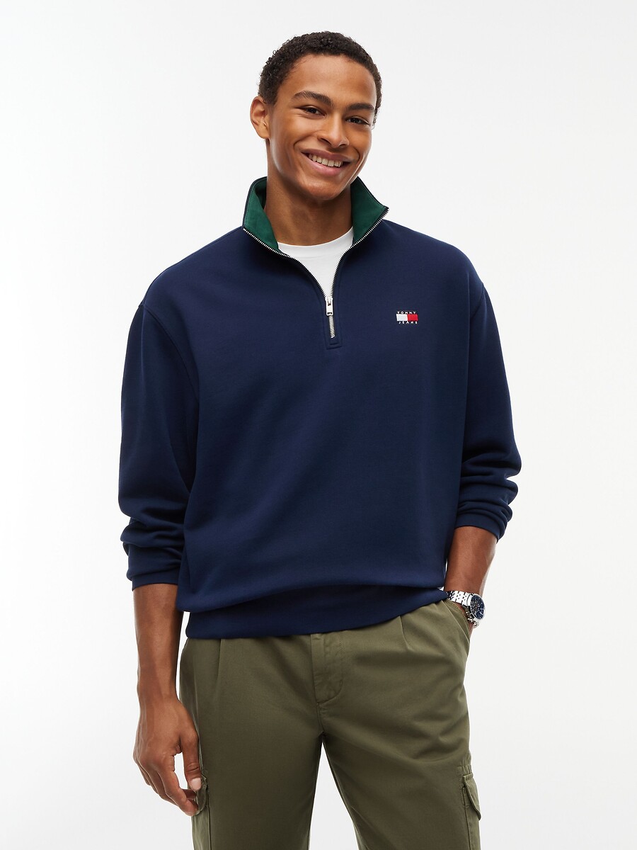 Sweat demi-zippé, coupe relaxed, TOMMY JEANS