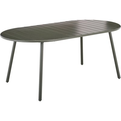 Table de jardin ovale en acier - vert cèdre (4 à 6 places) métal, DOUNA ALINEA