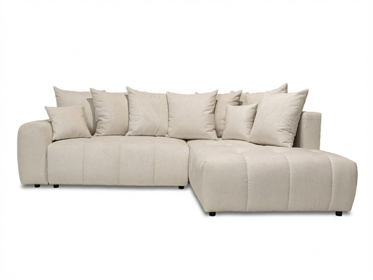 Canapé d'angle convertible 4 places en tissu chiné, ROXELANE, BOBOCHIC