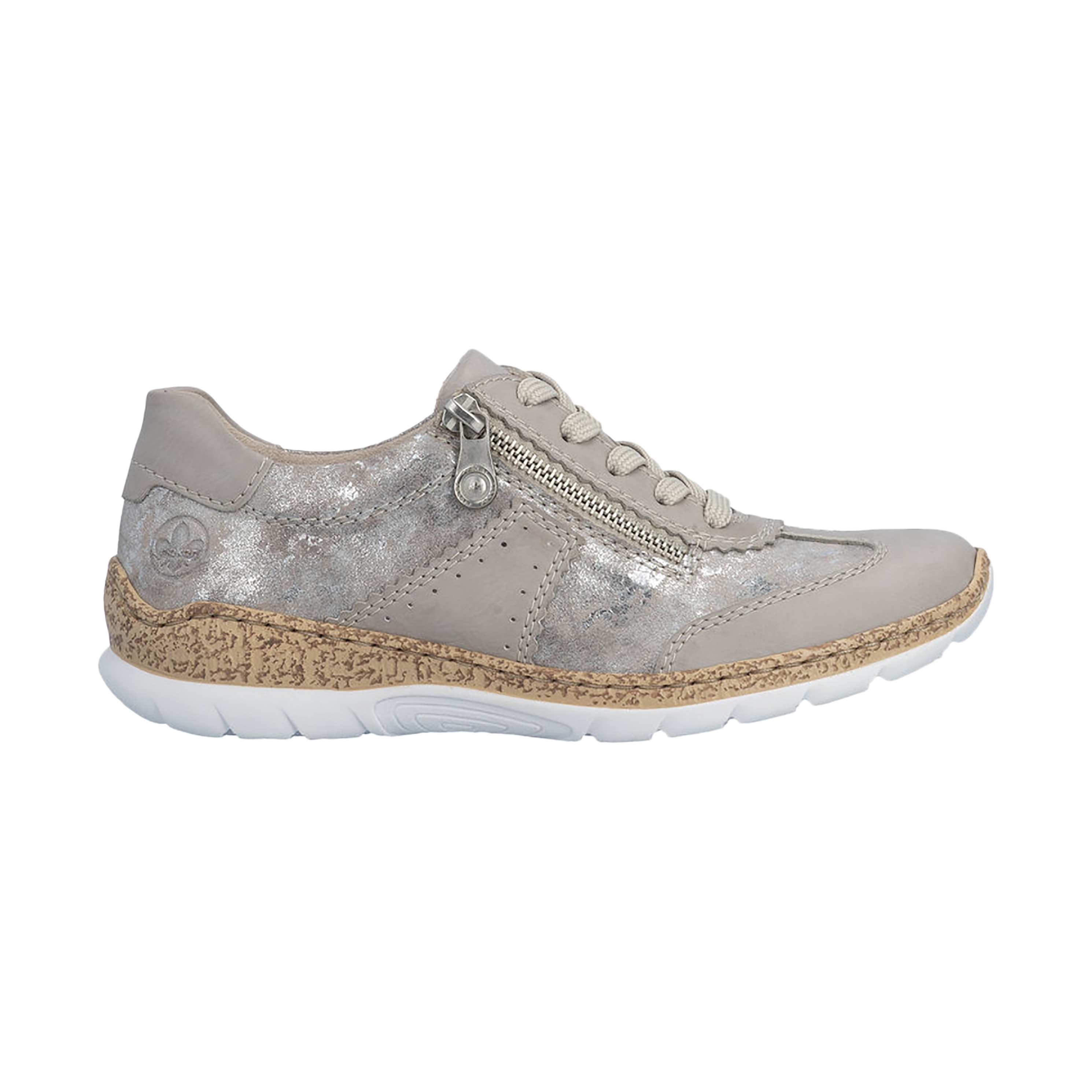 Baskets FEMME RIEKER® grises et à lacets et zip latéral, RIEKER