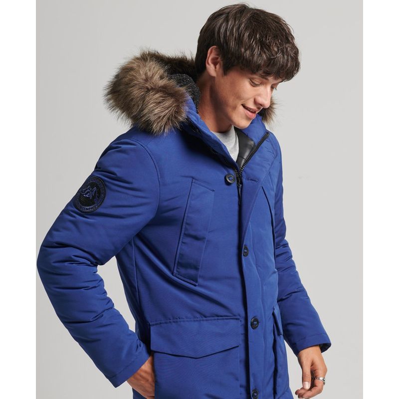 Doudoune homme bleu outlet marine capuche fourrure