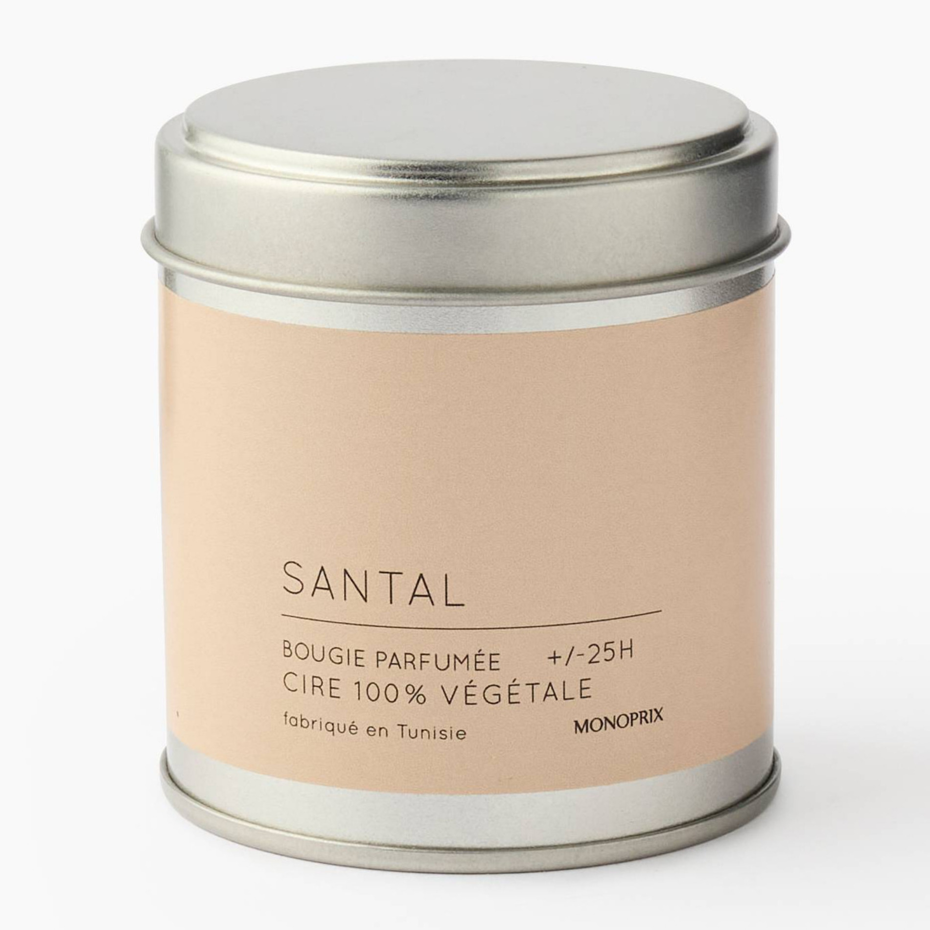 Bougie pot métal santal, MONOPRIX