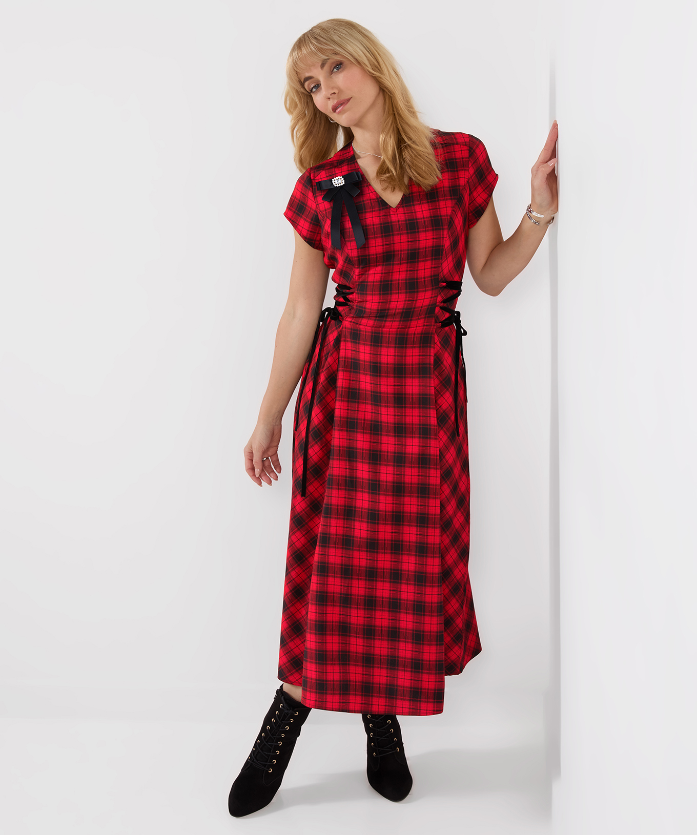 Robe Longue à Carreaux Lacée sur les Côtés Trixie, JOE BROWNS