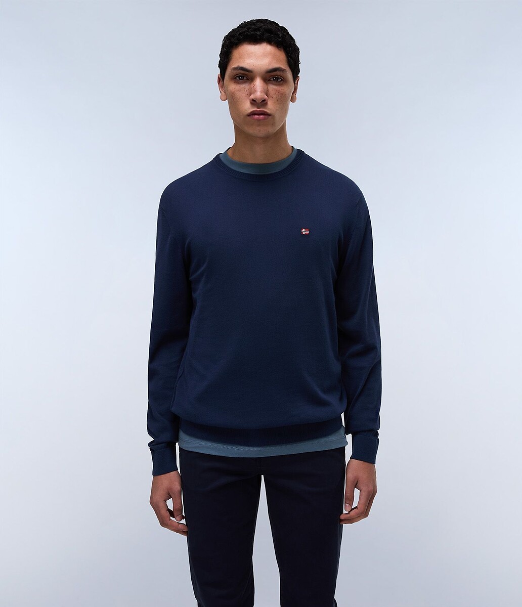 Pull col rond petit logo
