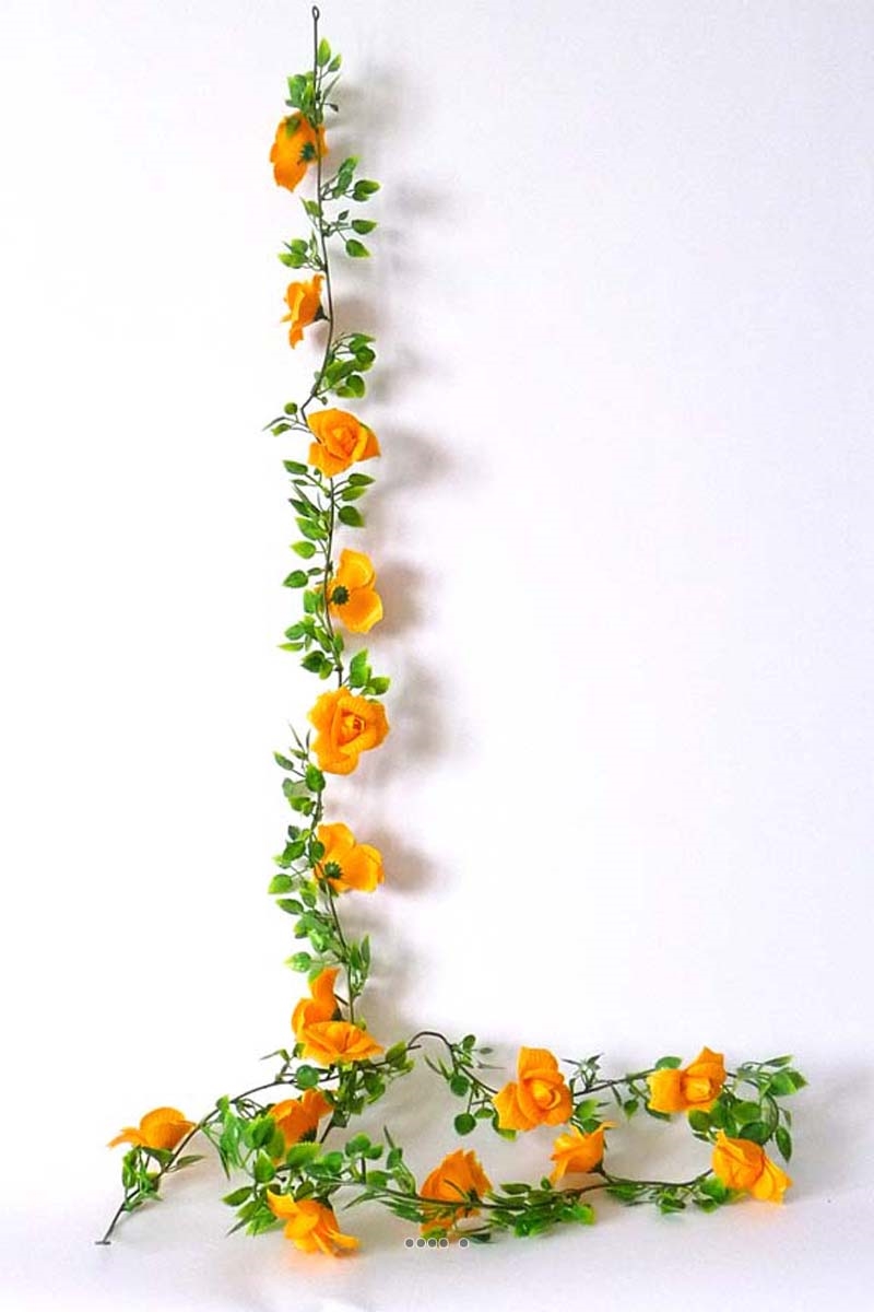 Guirlande de 16 Roses artificielles Jaune, ARTIFICIELLES