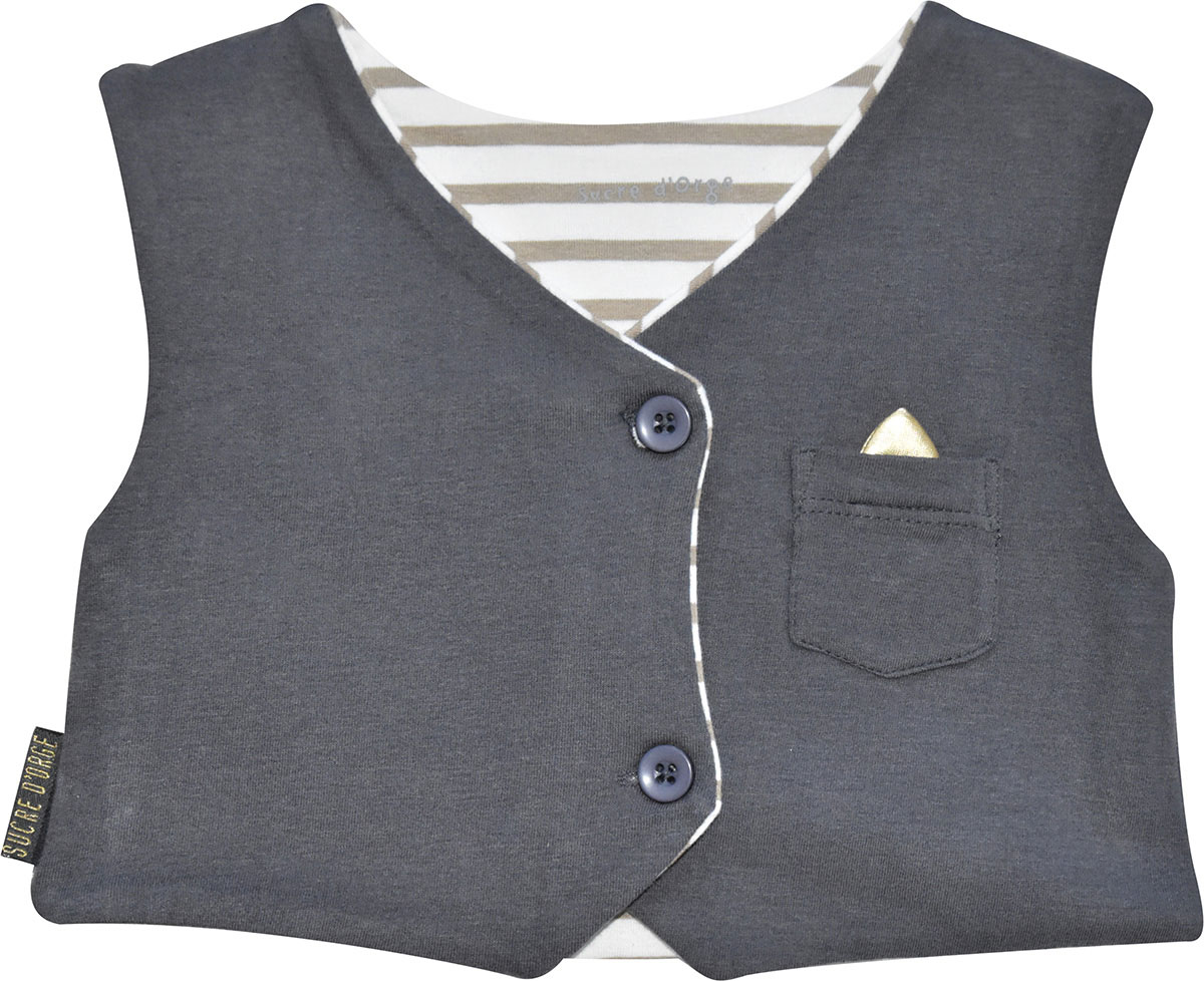 Gilet bebe sans manches anthracite, SUCRE D'ORGE