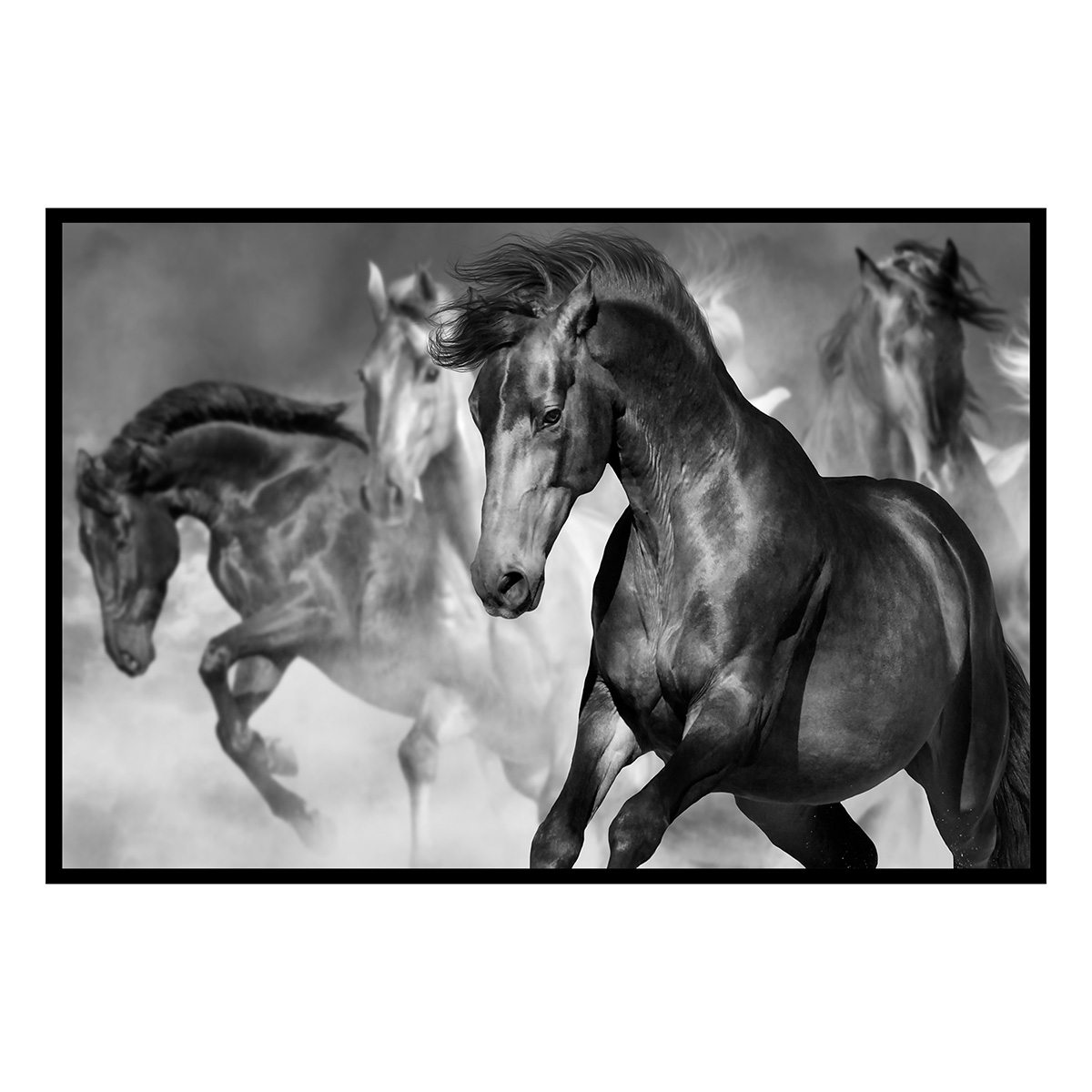 Affiche encadrée chevaux noirs artistiques, HEXOA