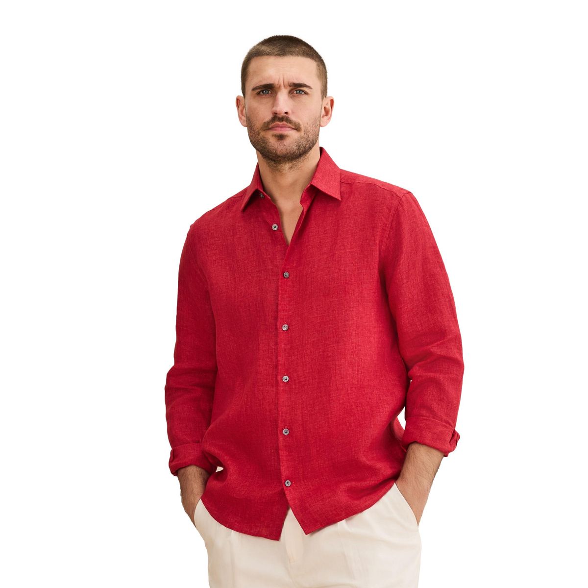 Chemise manches longues en lin leomaster signature, NEXT