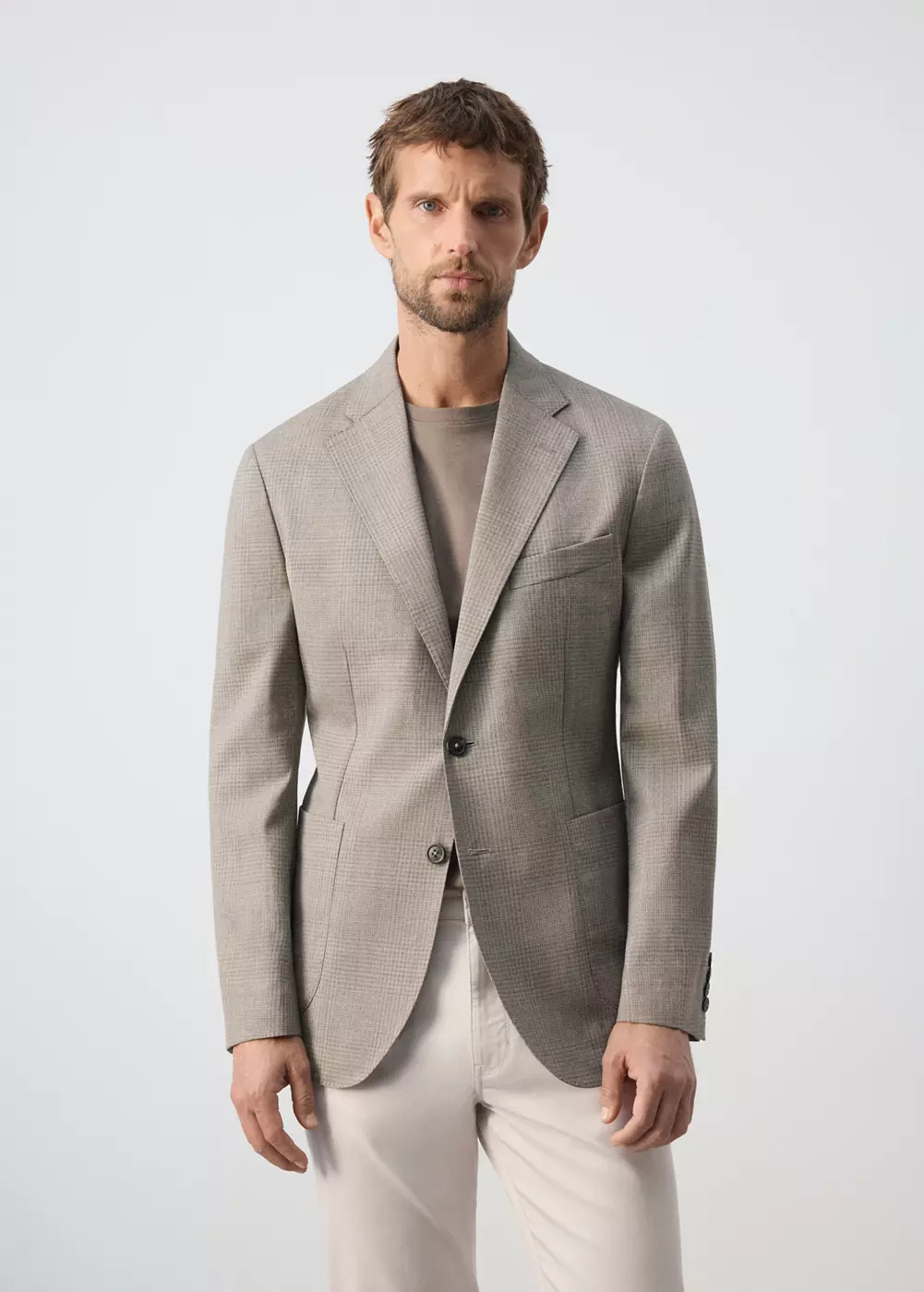 Veste costume laine slim-fit carreaux, MANGO MAN