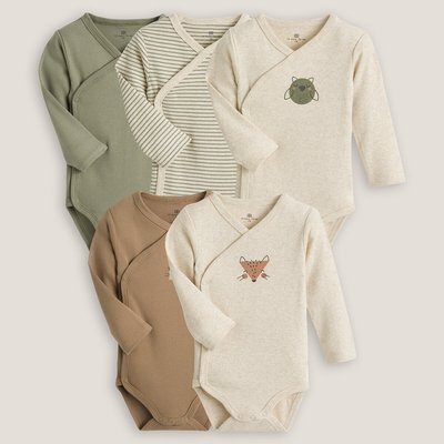 Pack of 5 Bodysuits in Organic Cotton, Prem-2 Years LA REDOUTE COLLECTIONS