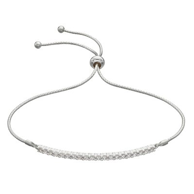 Sterling Silver Crystal Bar Toggle Adjustable Bracelet BEGINNINGS