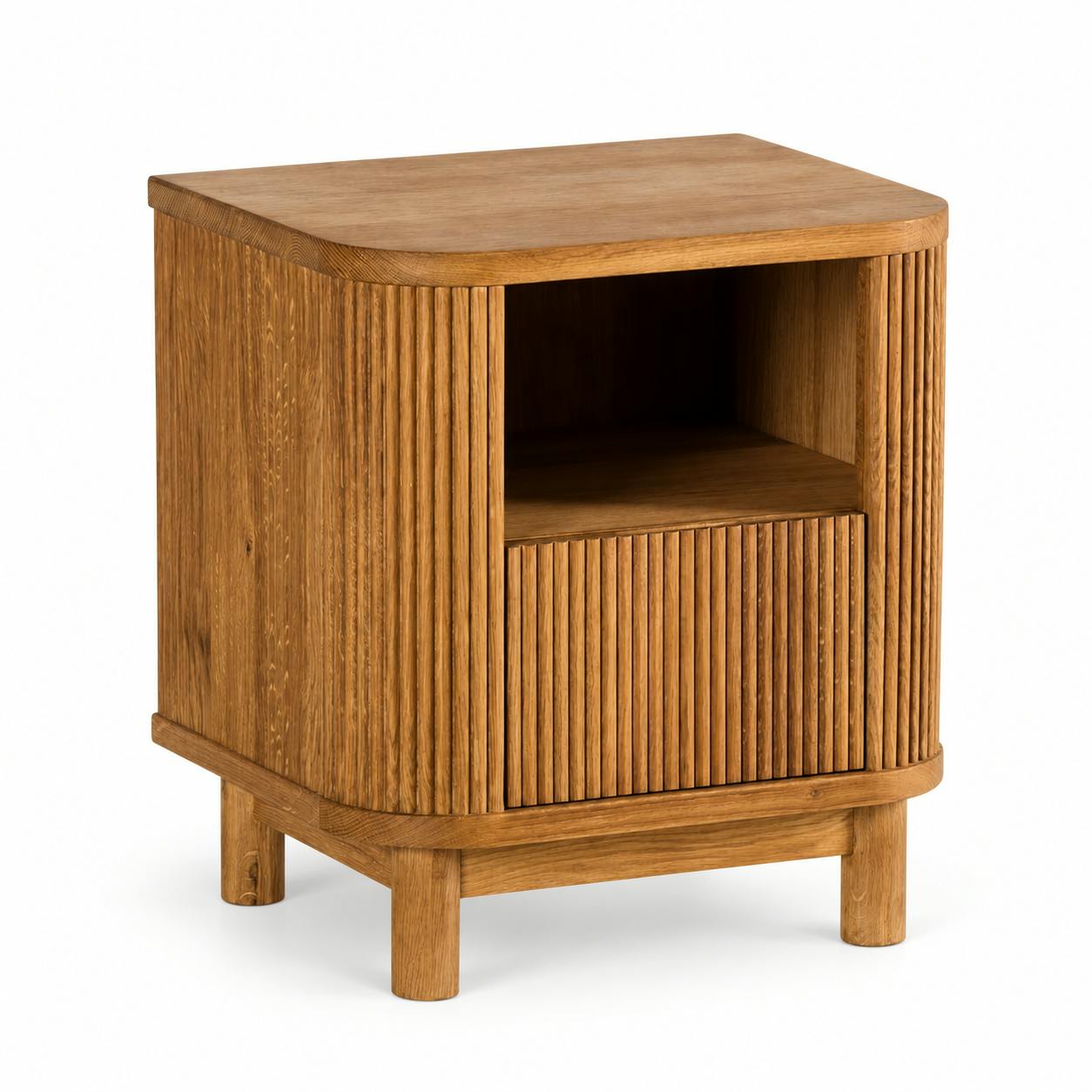 Table de nuit en bois - motif baguette, 1 tiroir IENA, PIER IMPORT
