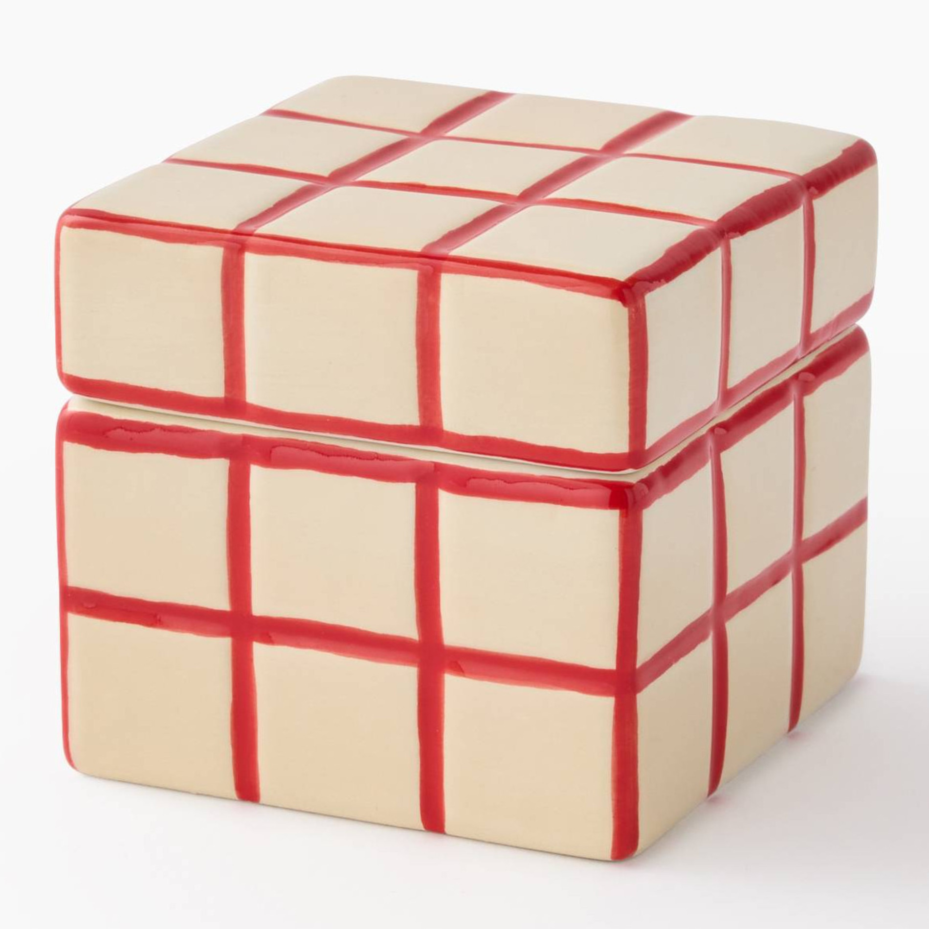 Bougie dans pot cube, 9X9X8,6cm, en céramique, MONOPRIX