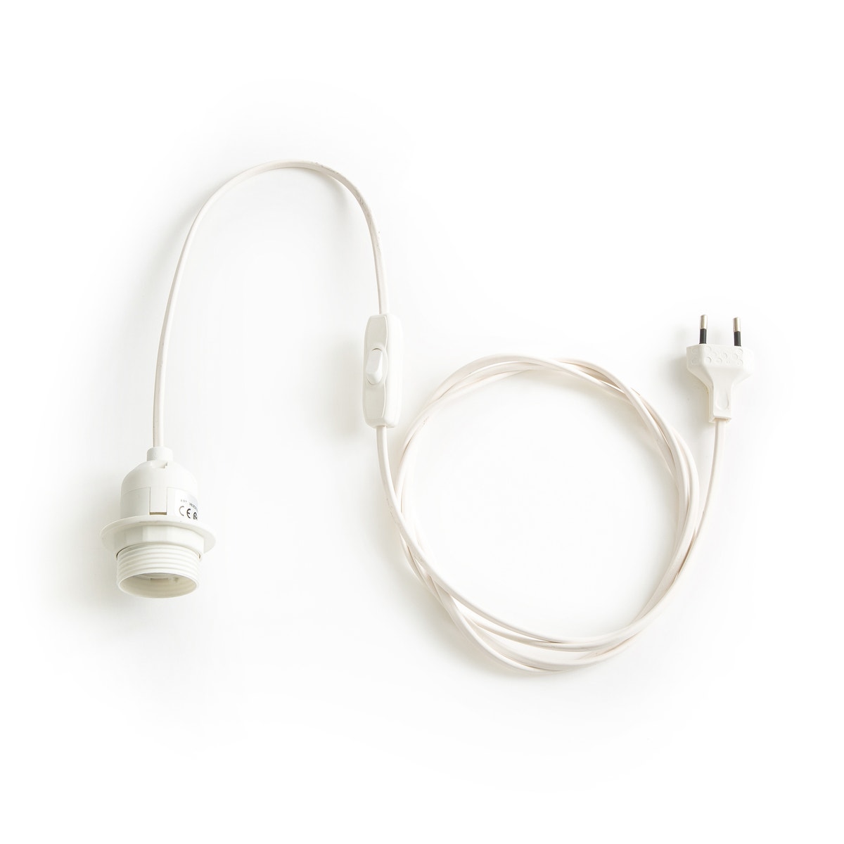 Câble électrique pour suspension : cordon textile blanc ou noir et douille  E27