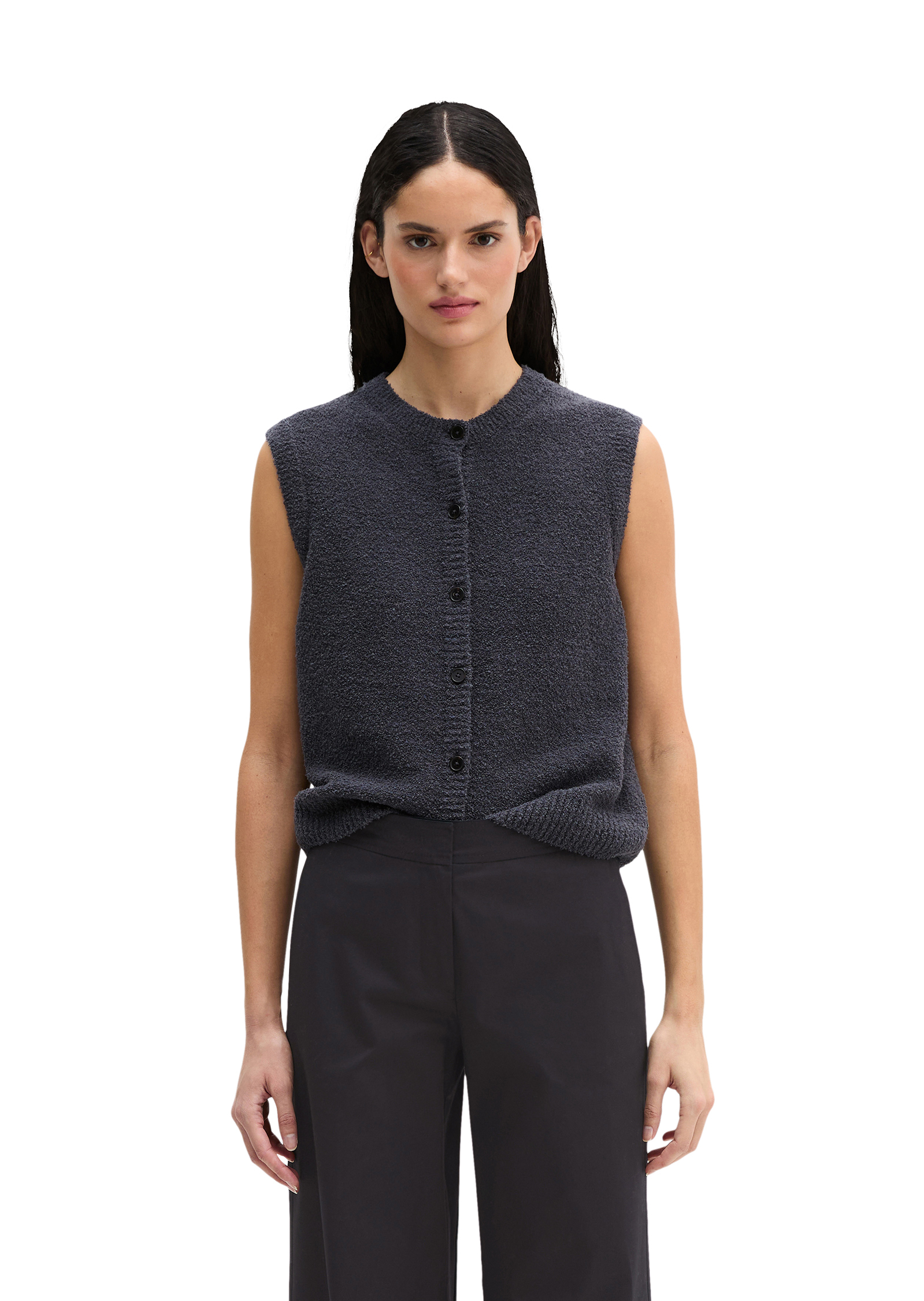 Gilet tricoté sans manches regular en fil bouclé, MARC O'POLO
