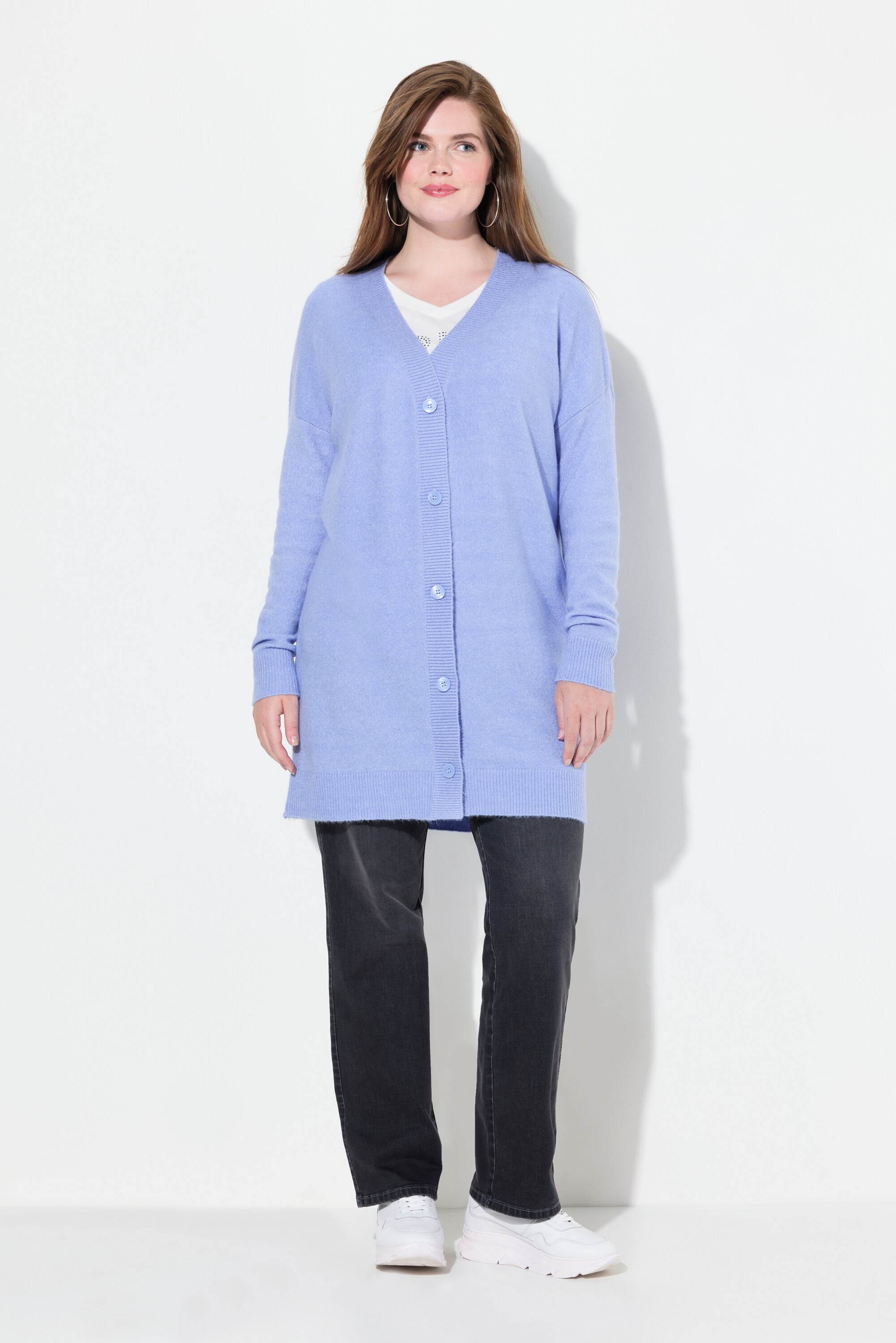 Cardigan col en V et patte de boutonnage, ULLA POPKEN