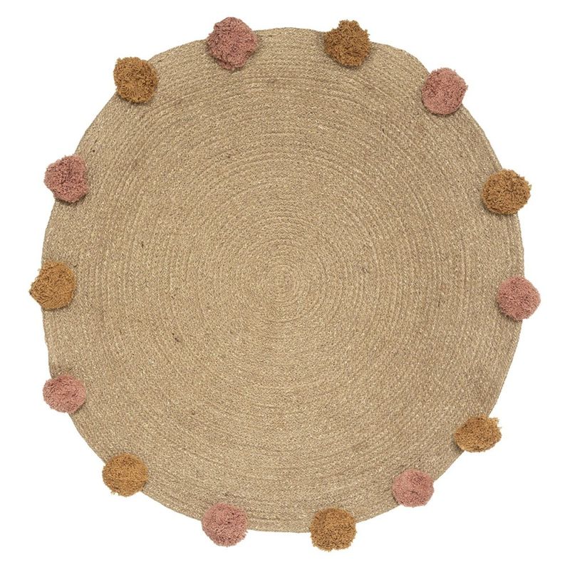 Tapis rond jute lili pompons d78 Couleur beige Atmosphera La Redoute