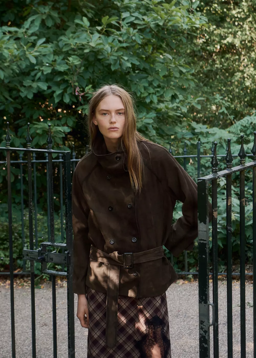 Veste daim ceinture, MANGO