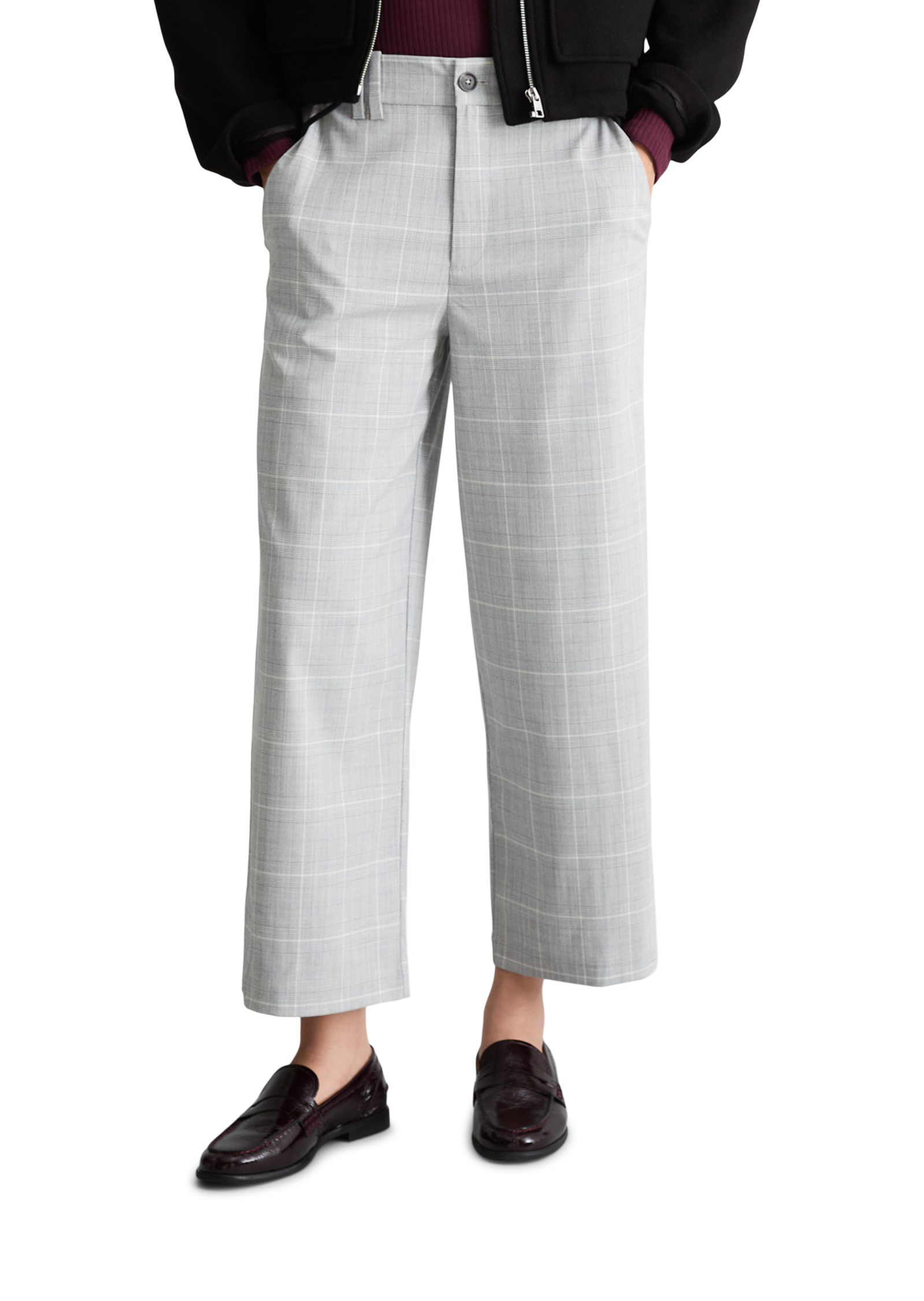 Pantalon à carreaux, coupe regular en polyester-viscose extensible, MARC O’POLO DENIM