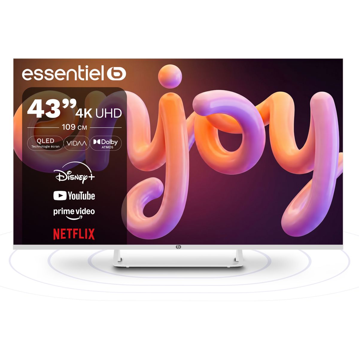 TV QLED 43QLED306W 43" (109 cm) 4K - Smart TV, coloris blanc, ESSENTIEL B