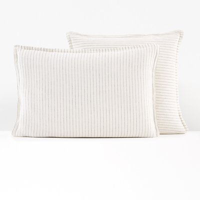 Linot Striped 100% Washed Linen Pillowcase LA REDOUTE INTERIEURS