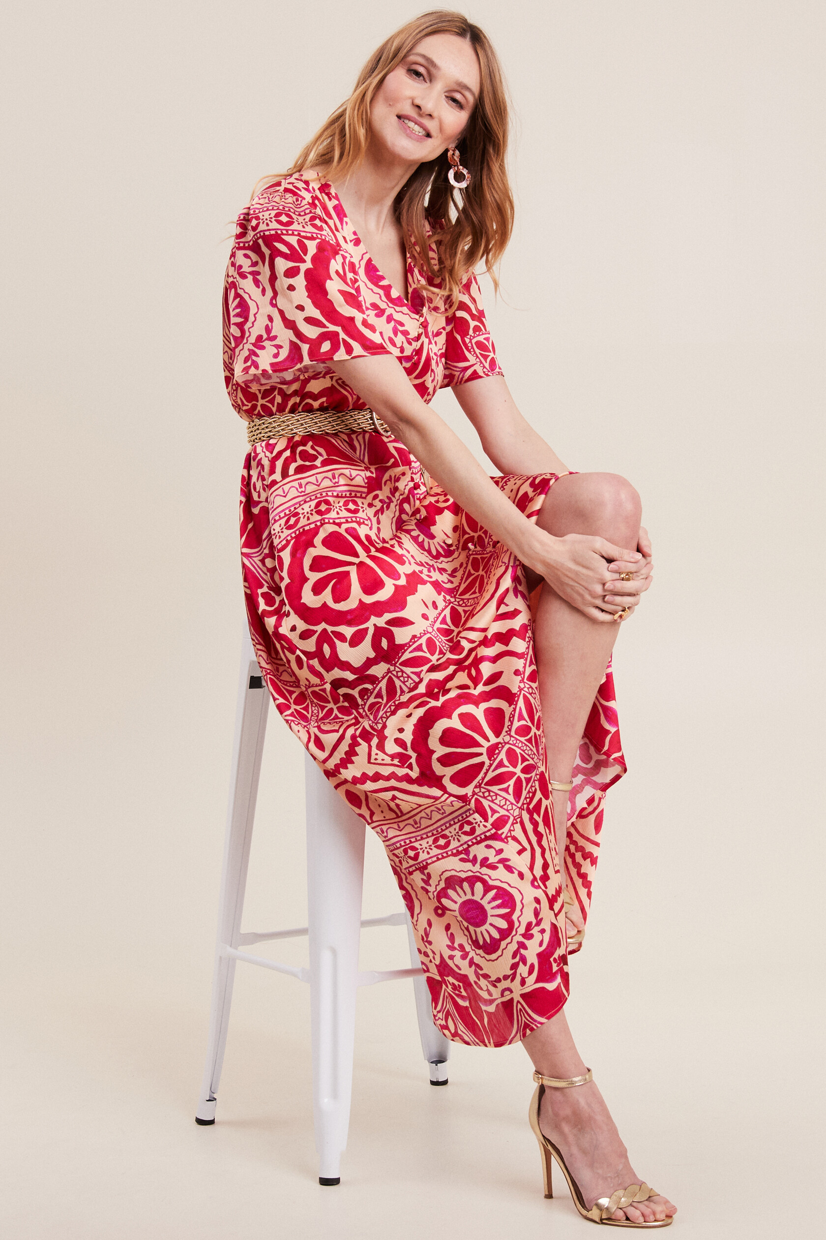 Robe longue évasée satin, BREAL
