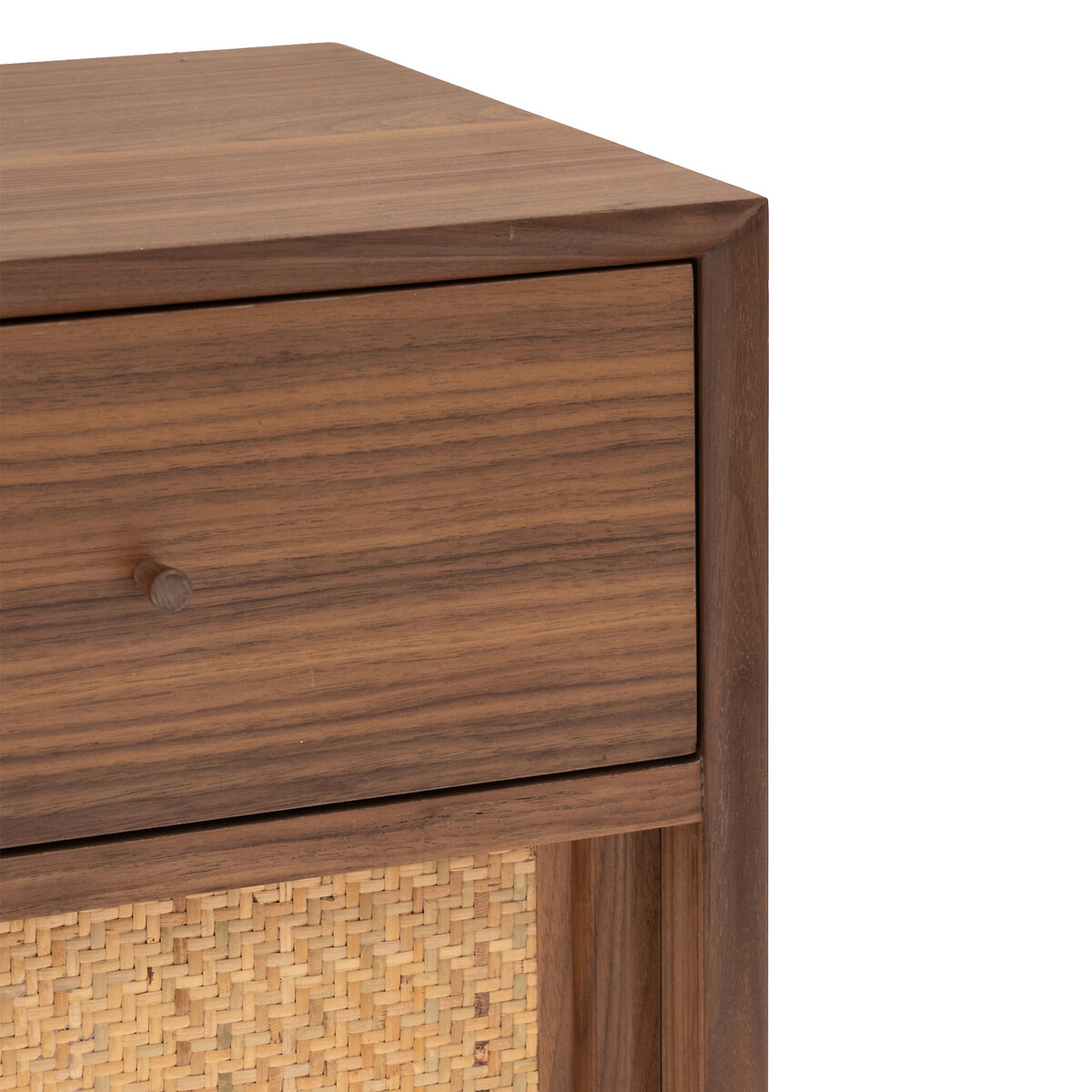 Product photograph of Dalqui Walnut And Cane Bar Cabinet from La Redoute UK