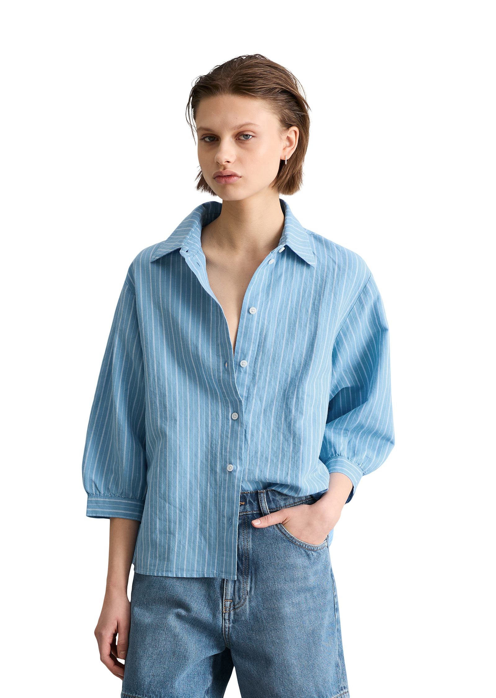 Blouse rayée relaxed en mélange de lin et de coton, MARC O’POLO DENIM